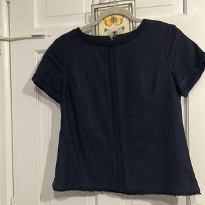 Warm navy speckled layering top